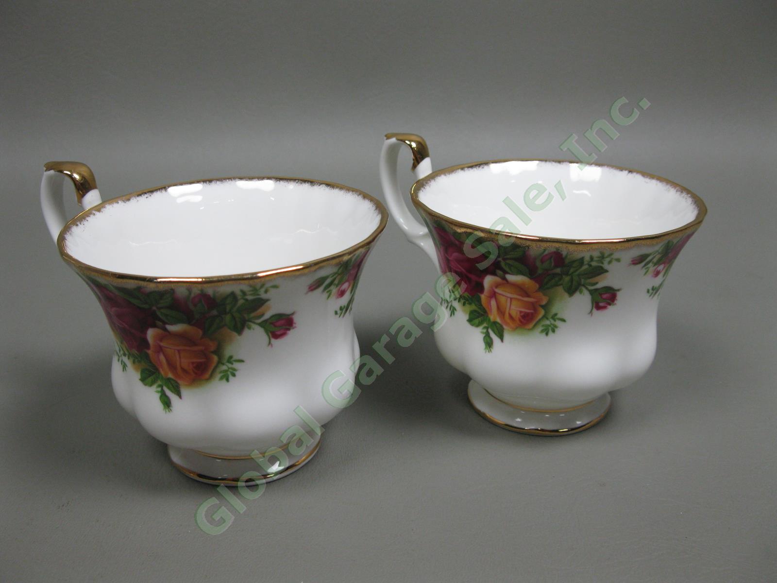 8 Royal Albert Old Country Roses Footed Tea Cup/Saucer Gold Trim Bone China Set 13