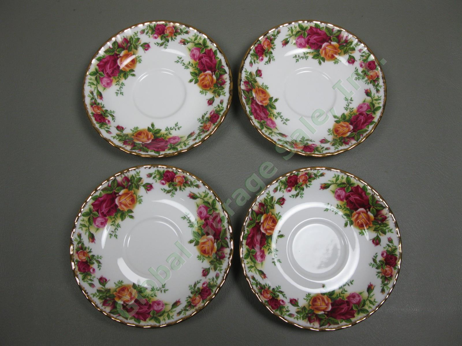 8 Royal Albert Old Country Roses Footed Tea Cup/Saucer Gold Trim Bone China Set 19