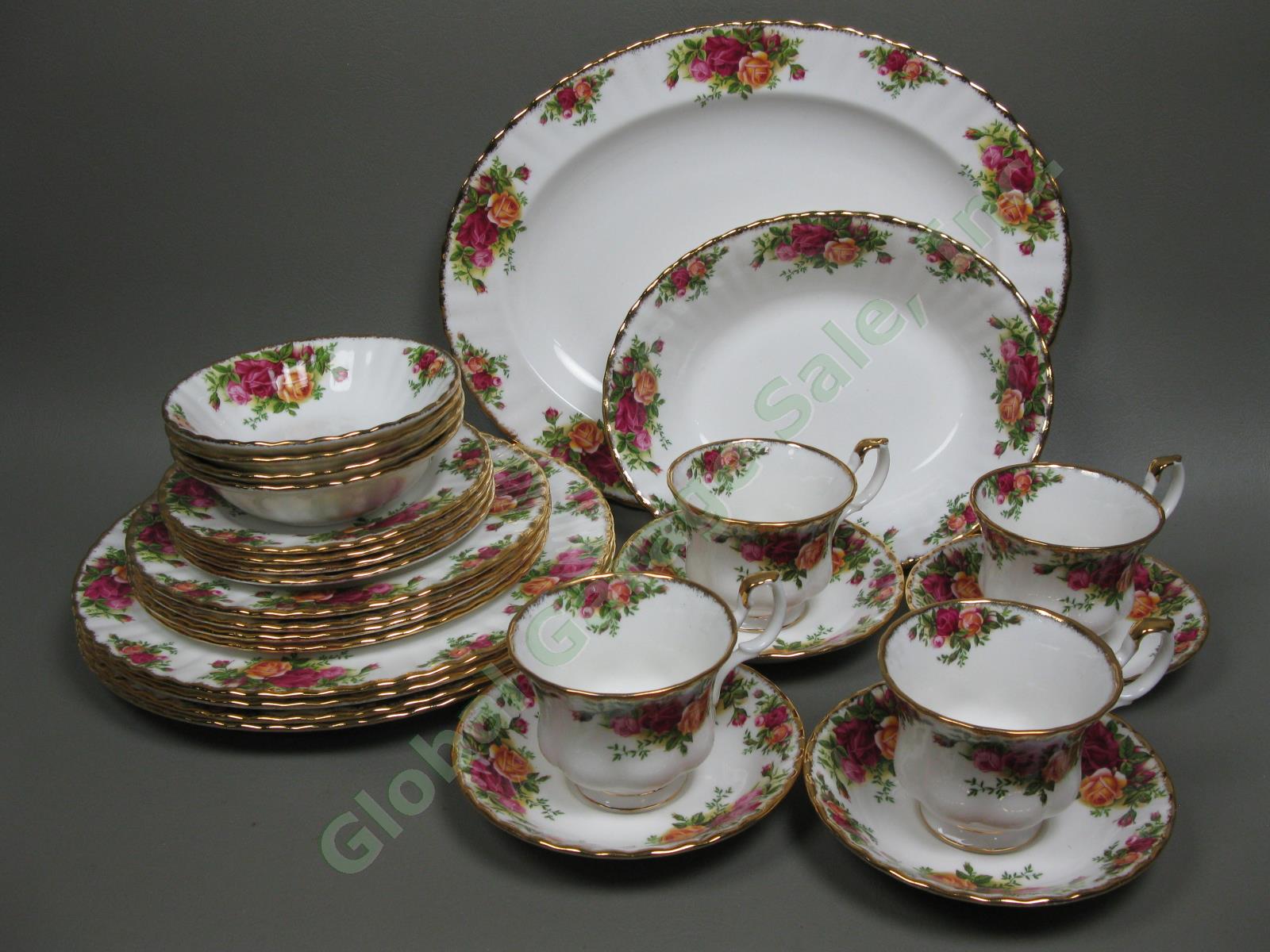 4 Royal Albert Old Country Roses Place Settings Serving Bowl Platter Plate Set