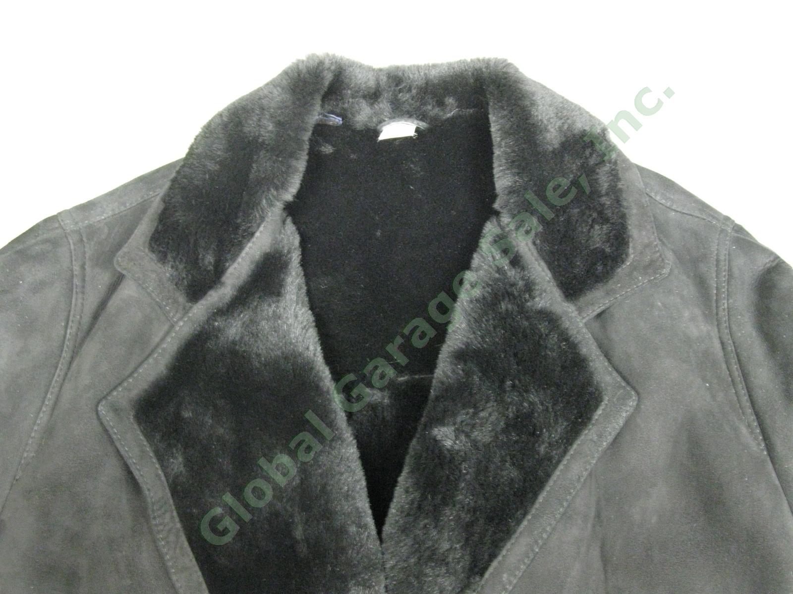 Vintage Botticelli Shearling Soft Italian Leather Fur Long Over Coat Size 44 NR 3