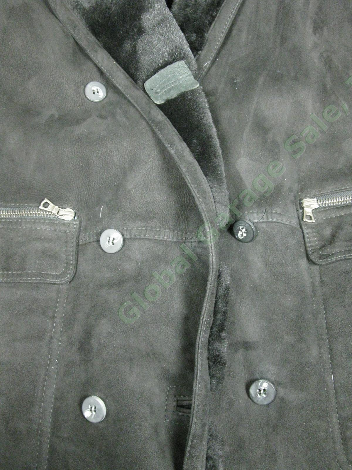 Vintage Botticelli Shearling Soft Italian Leather Fur Long Over Coat Size 44 NR 5