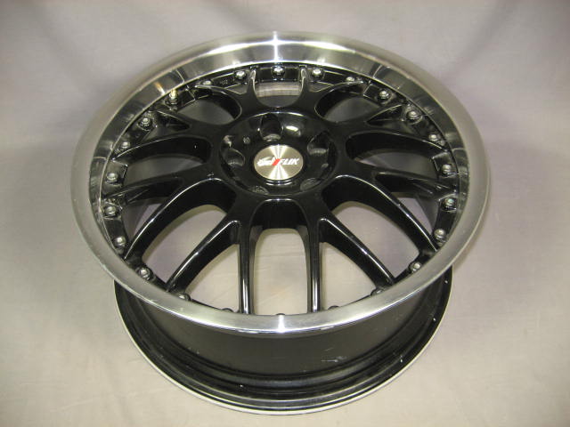 4 Flik Wasp 18" Inch 18x7 Black Polished Wheel Rims Set 1