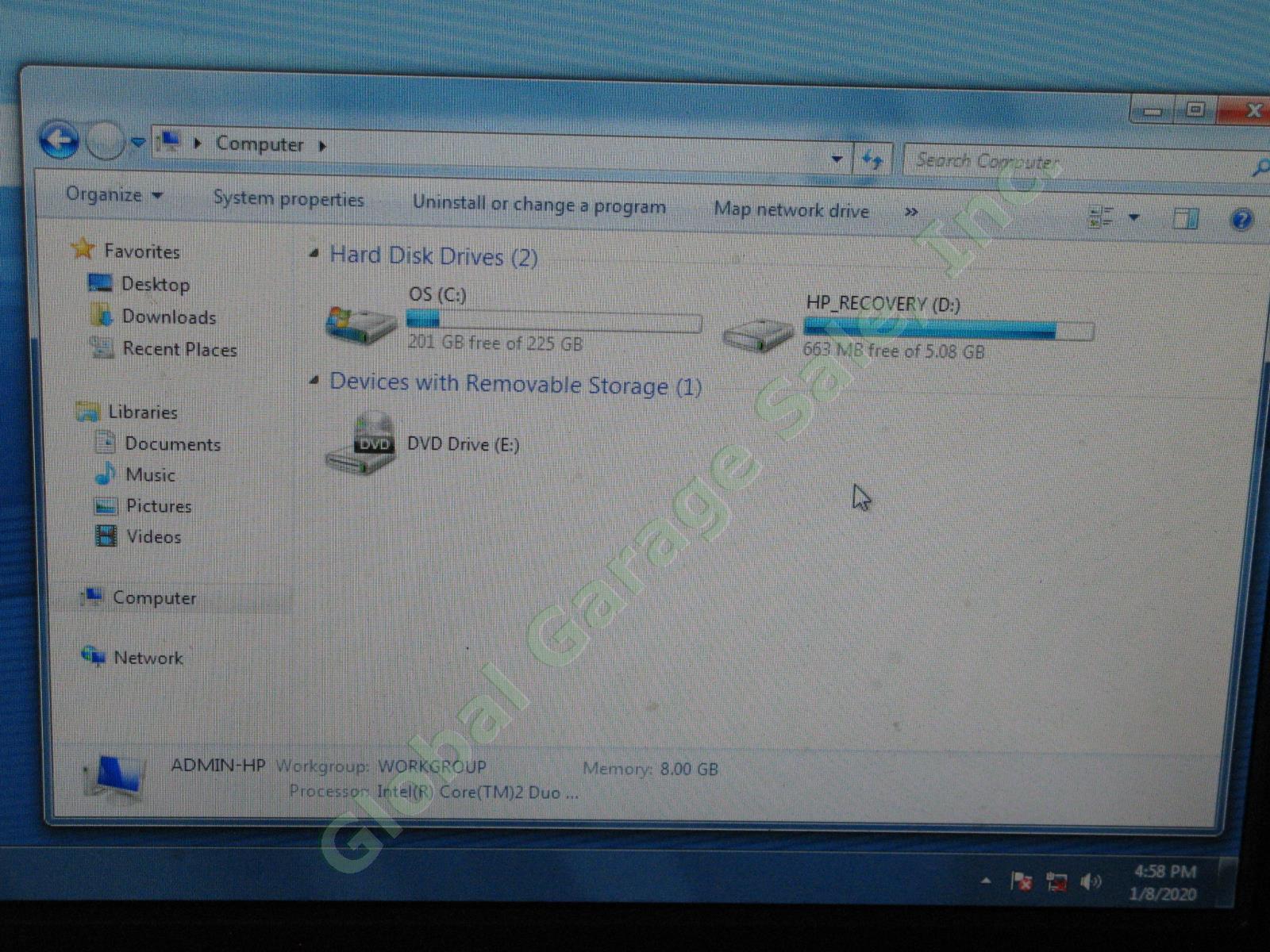 HP RP5700 Desktop Computer Intel E7400 2.80GHz 8GB RAM 230GB HDD Windows 7 Pro 5