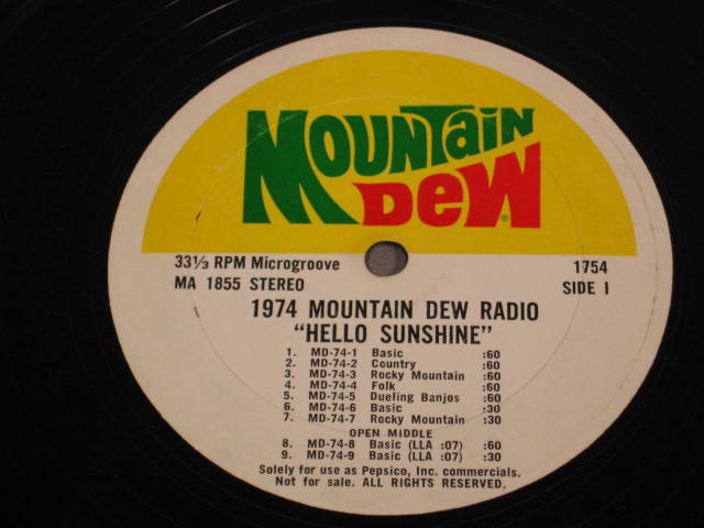 Vintage Pepsi Cola Mountain Dew Radio Promo LP Records 3