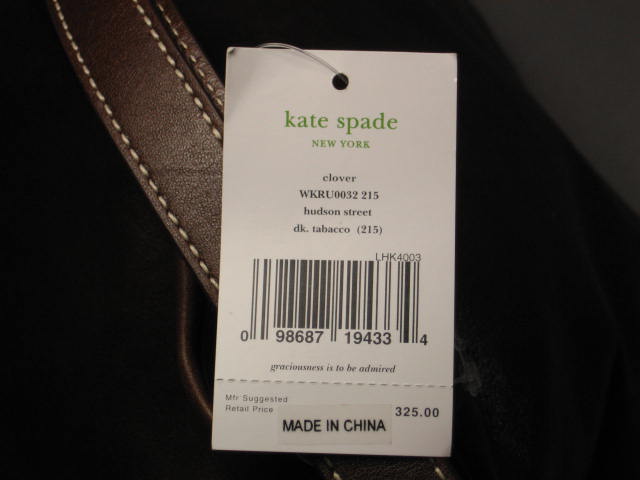 NWT Kate Spade Clover Tobacco Leather Handbag Purse Bag 4