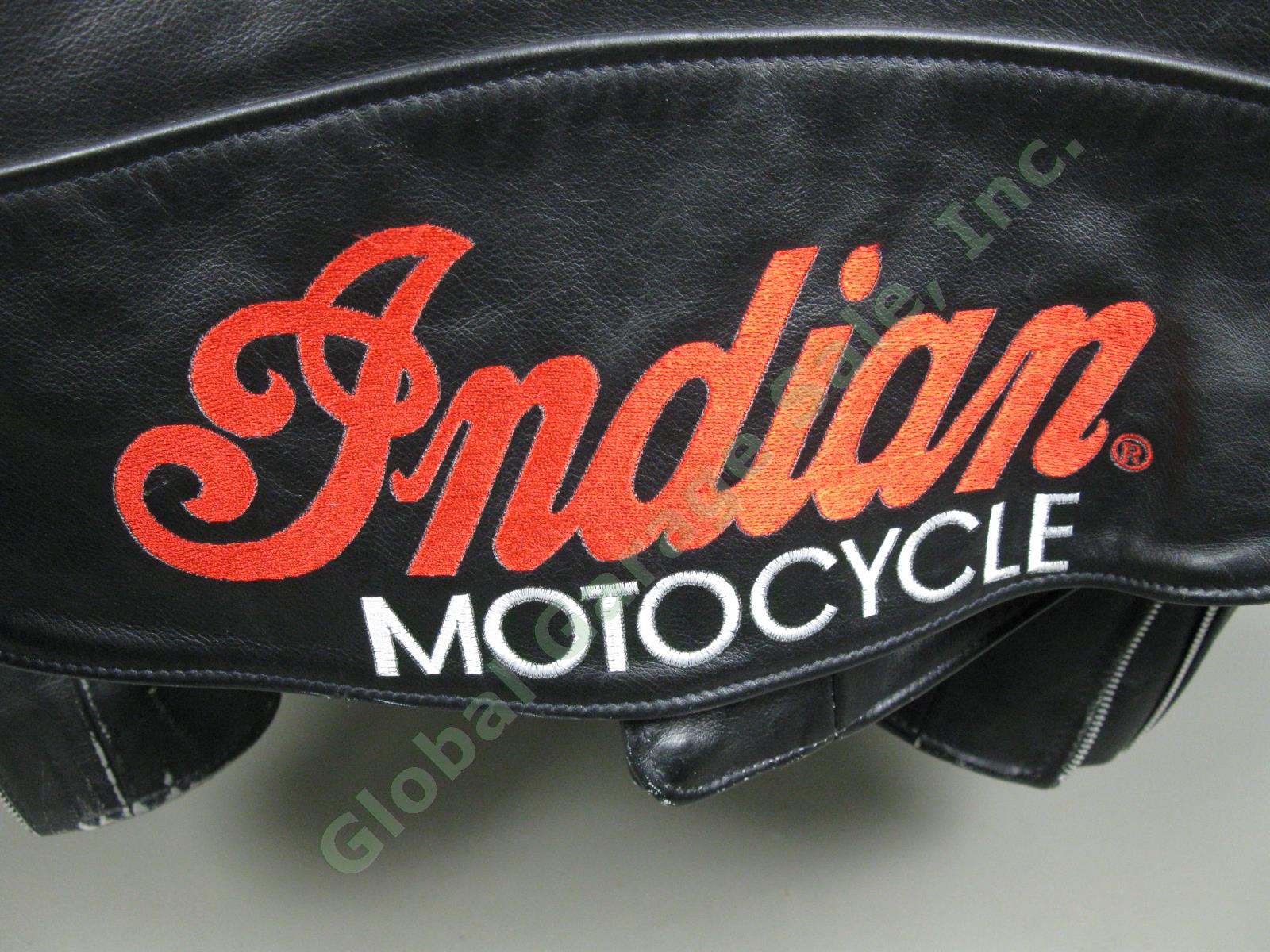 RARE Indian Motorcycle American Flag Brando-Leather Jacket Sz-44 Vtg Head Patch 3