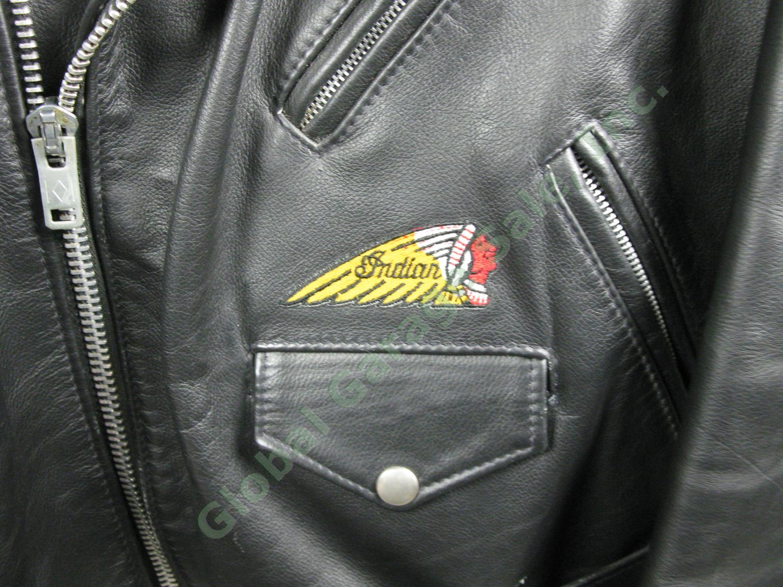 RARE Indian Motorcycle American Flag Brando-Leather Jacket Sz-44 Vtg Head Patch 4