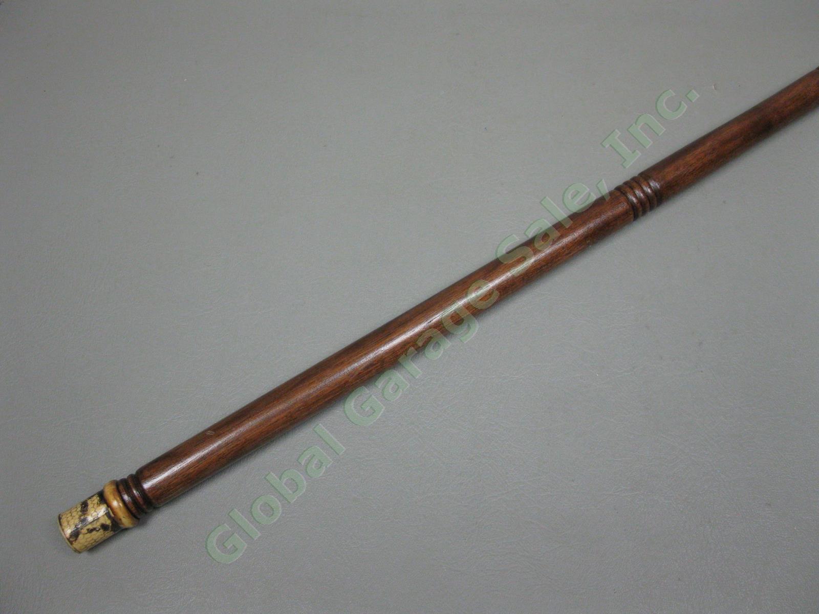 Antique Vintage Wooden & Brass Walking Stick Cane 34.5"-37.5" Lot Snakeskin NR! 6