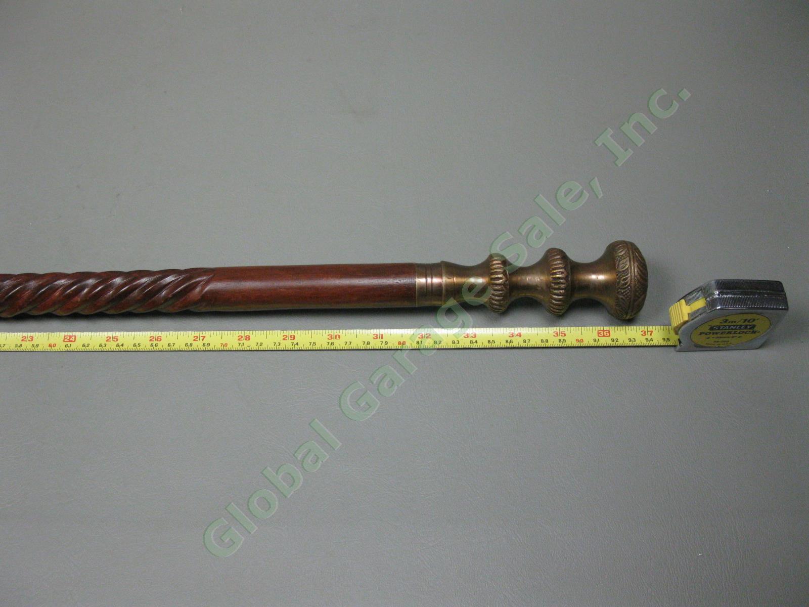 Antique Vintage Wooden & Brass Walking Stick Cane 34.5"-37.5" Lot Snakeskin NR! 12