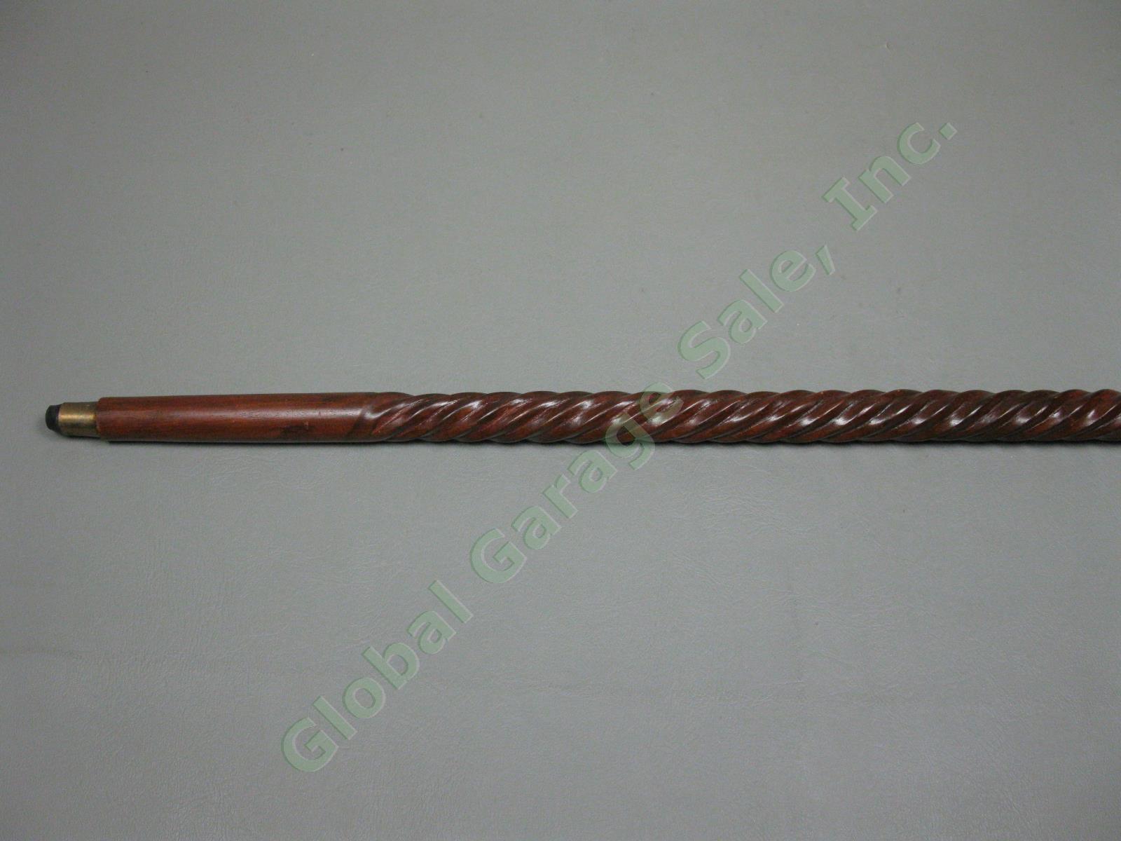 Antique Vintage Wooden & Brass Walking Stick Cane 34.5"-37.5" Lot Snakeskin NR! 13