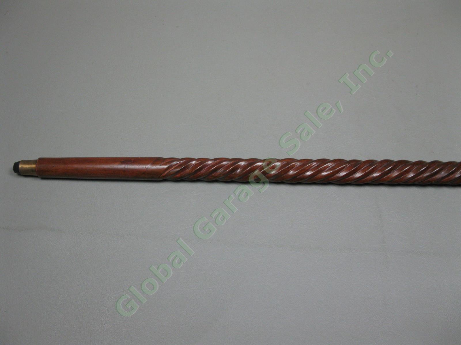 Antique Vintage Wooden & Brass Walking Stick Cane 34.5"-37.5" Lot Snakeskin NR! 14