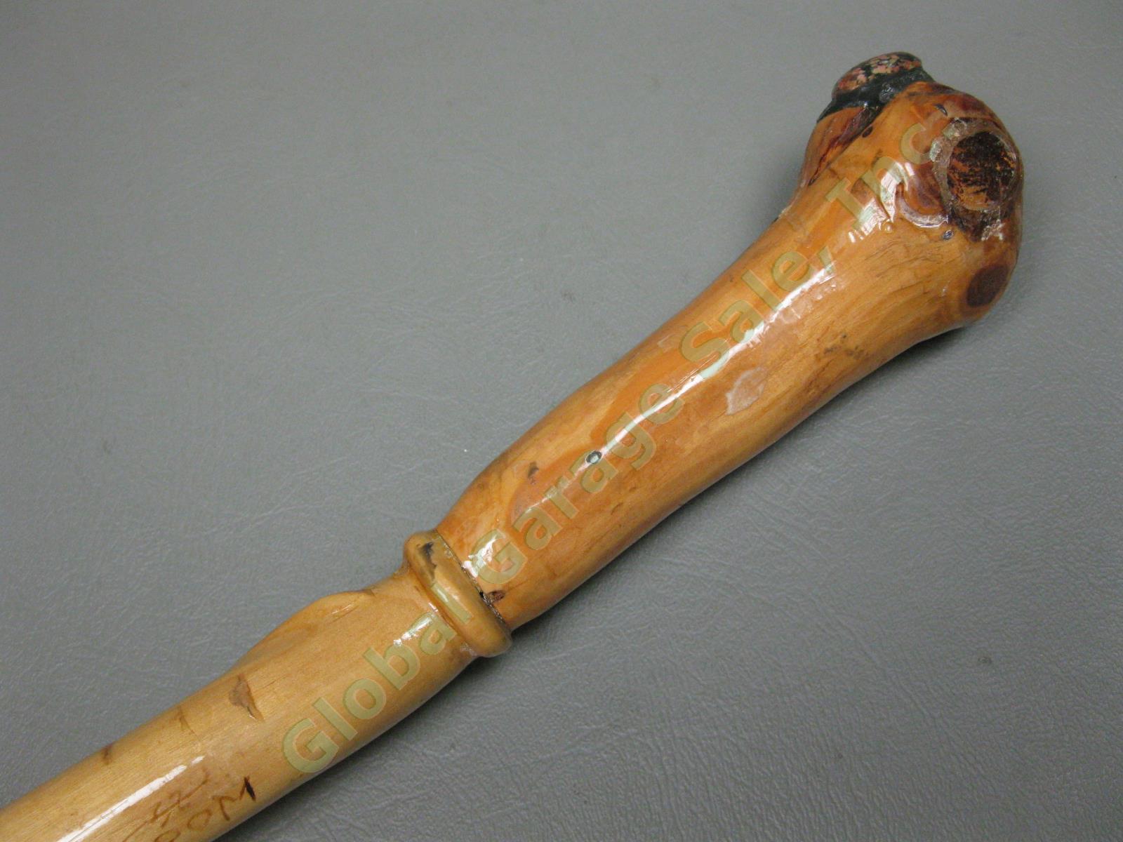 Antique Vintage Wooden & Brass Walking Stick Cane 34.5"-37.5" Lot Snakeskin NR! 16