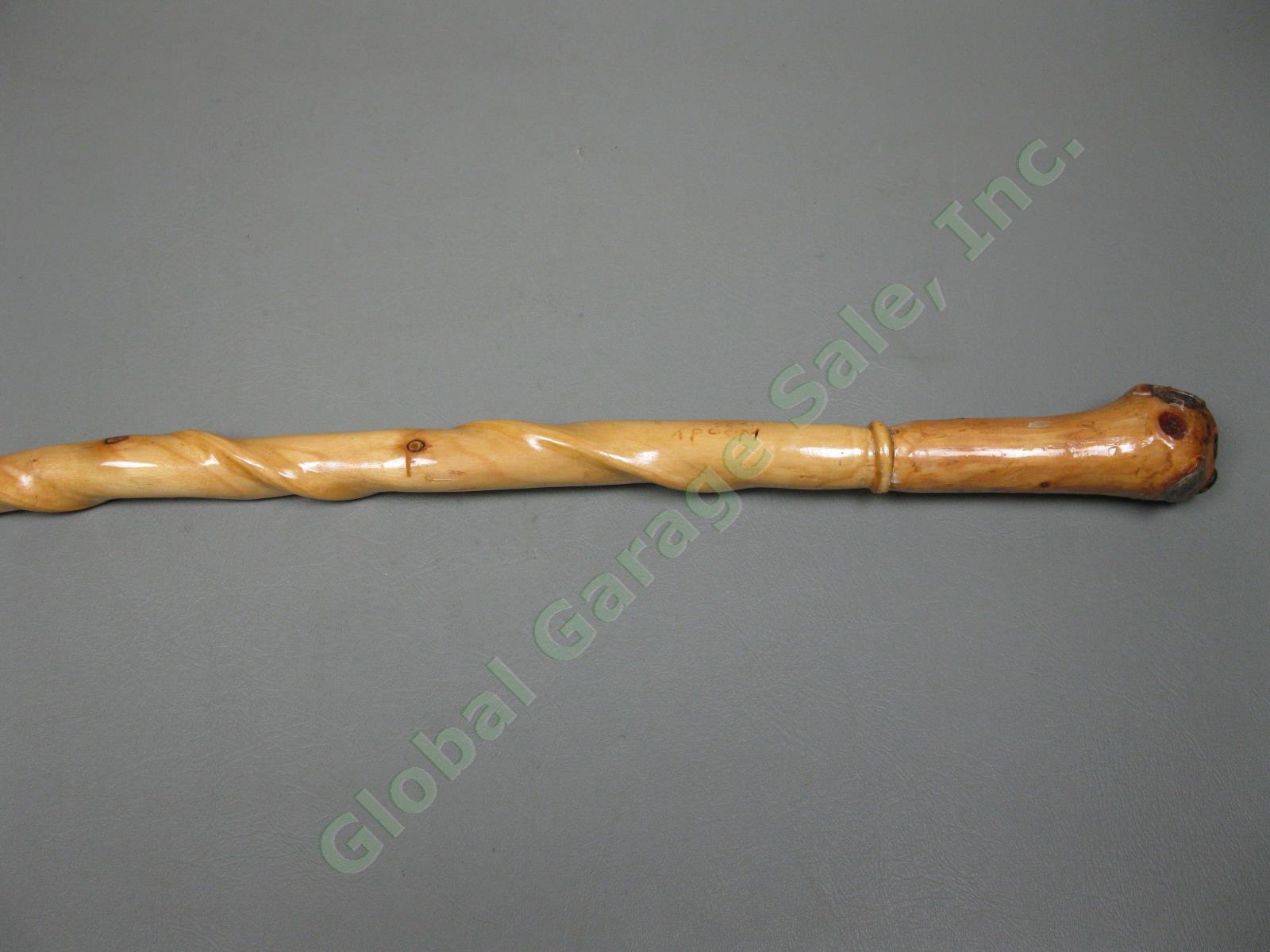Antique Vintage Wooden & Brass Walking Stick Cane 34.5"-37.5" Lot Snakeskin NR! 20