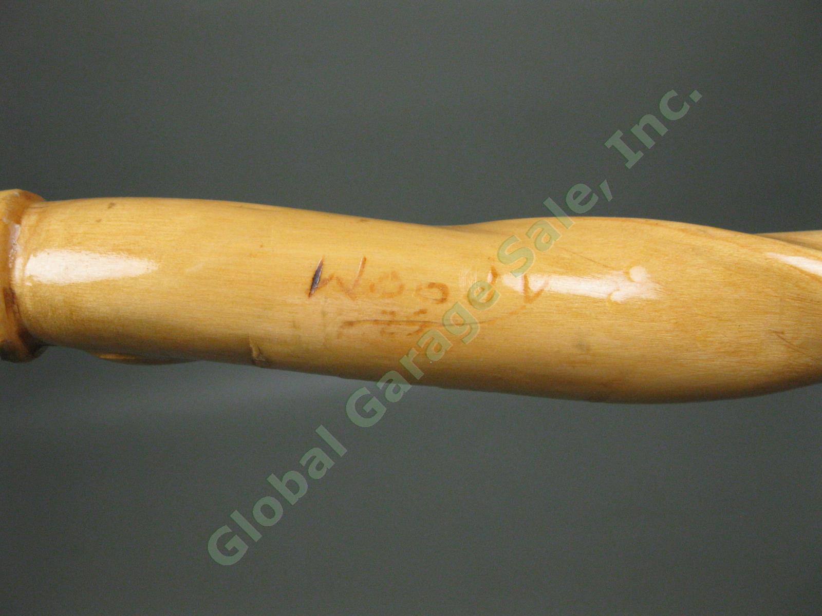 Antique Vintage Wooden & Brass Walking Stick Cane 34.5"-37.5" Lot Snakeskin NR! 21