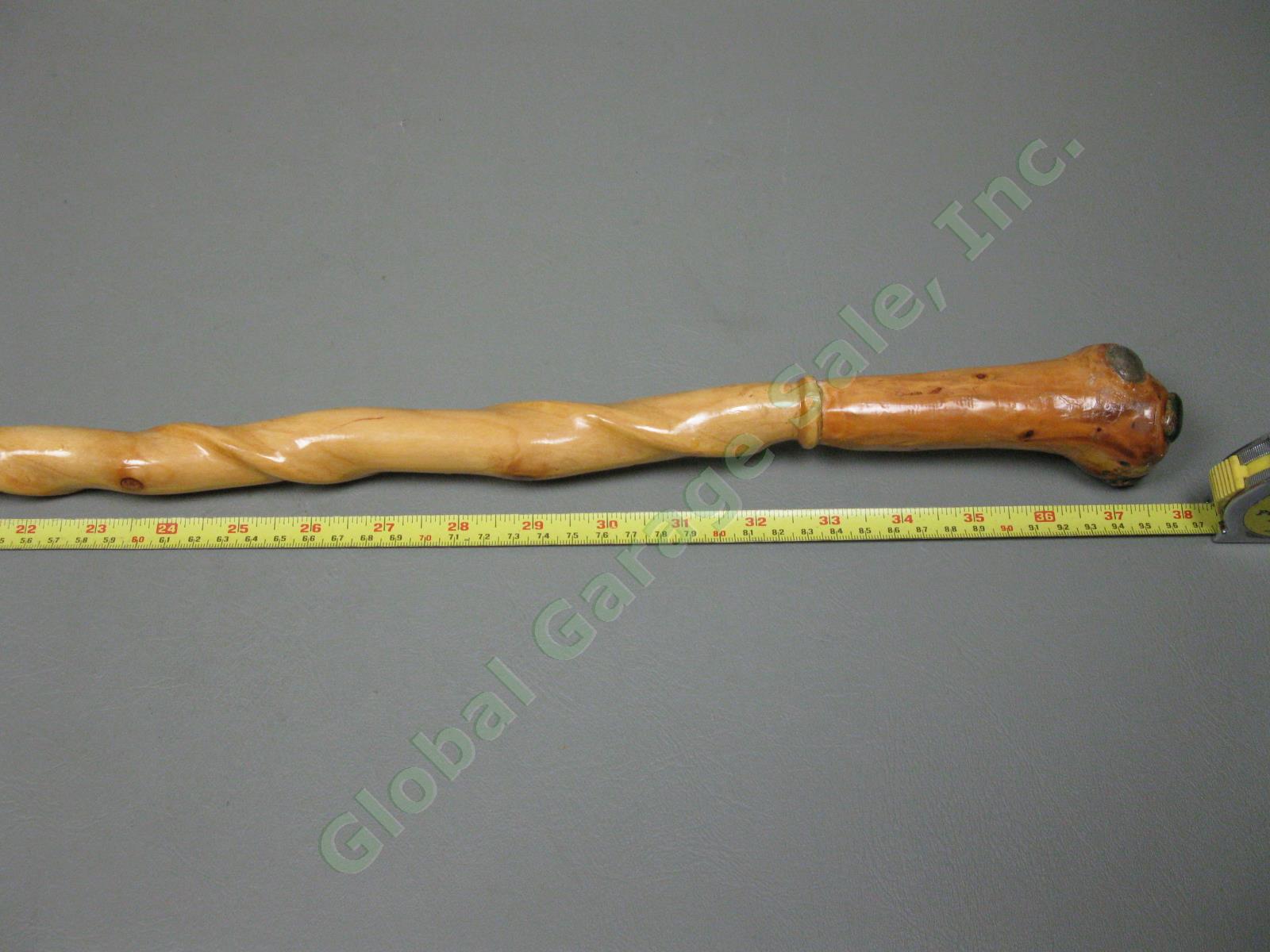 Antique Vintage Wooden & Brass Walking Stick Cane 34.5"-37.5" Lot Snakeskin NR! 22