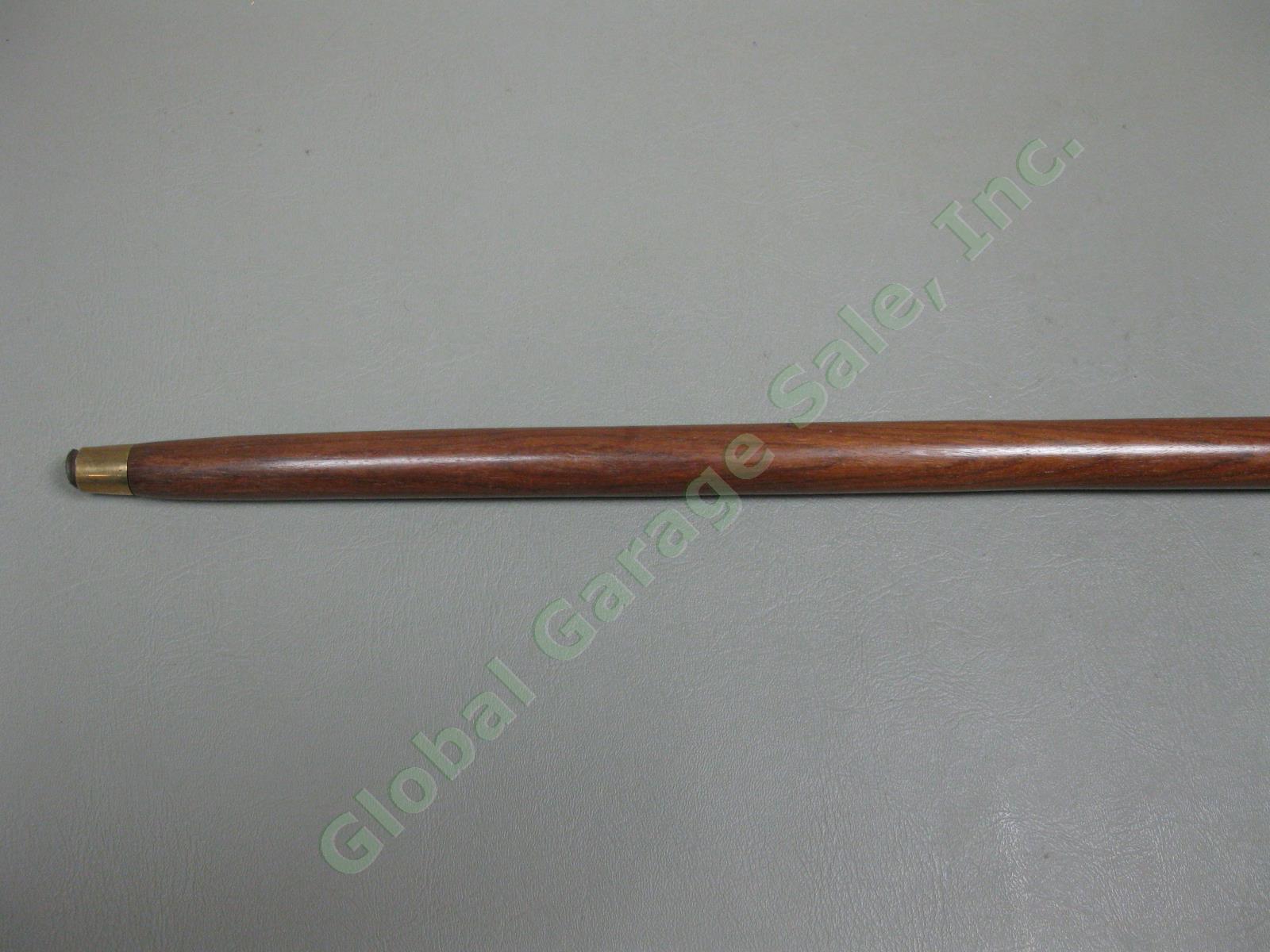 Antique Vintage Wooden & Brass Walking Stick Cane 34.5"-37.5" Lot Snakeskin NR! 30