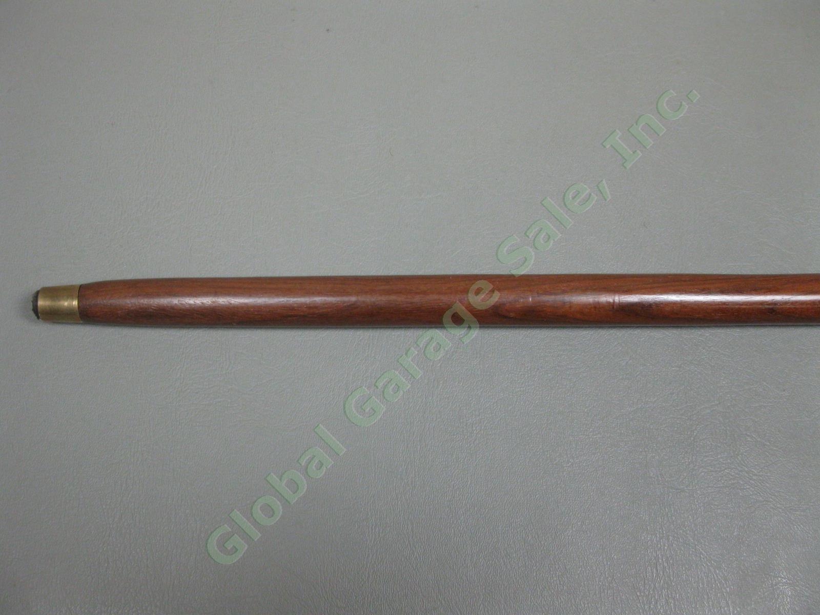 Antique Vintage Wooden & Brass Walking Stick Cane 34.5"-37.5" Lot Snakeskin NR! 31
