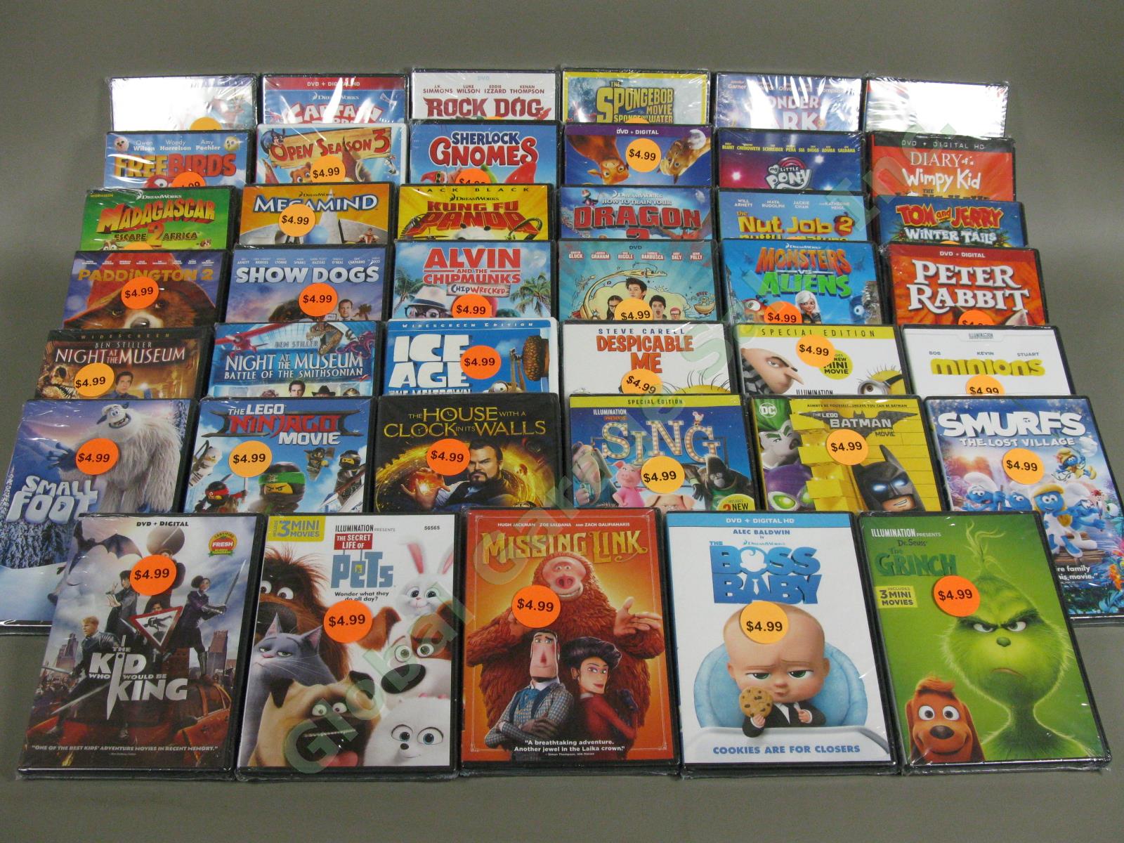 41 Cartoon Animated Kids Movie DVD Lot Lego Ninjago Minions Smurfs Missing Link