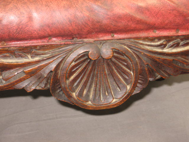 Antique Victorian Carved Oak Wood Footstool Ottoman NR 4