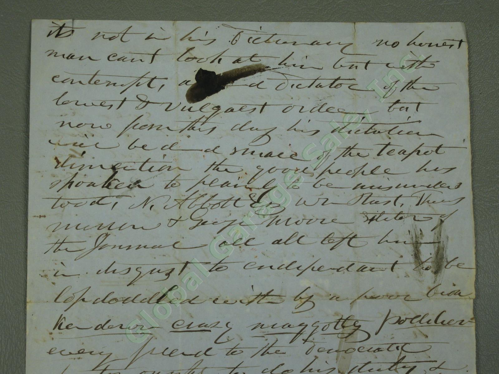 Rare Original 1853 Pre-Civil War Anti-Abolitionist Pro-Slavery Letter Maine NR! 4