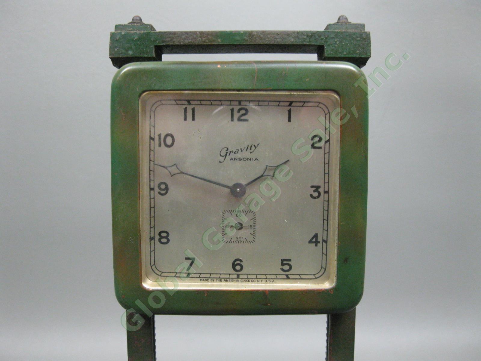 Antique 1913 Ansonia Gravity Bronze Metal 1-Day Clock For Parts/Repair New York 1