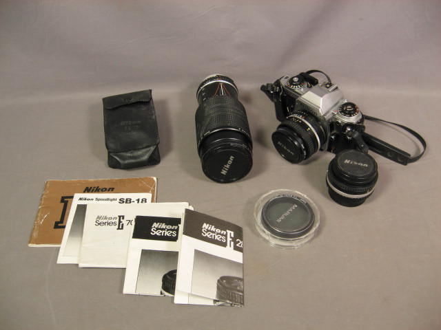 Nikon FG SLR 28mm f/2.8 50mm f/1.8 70-210mm f/4 Lens +