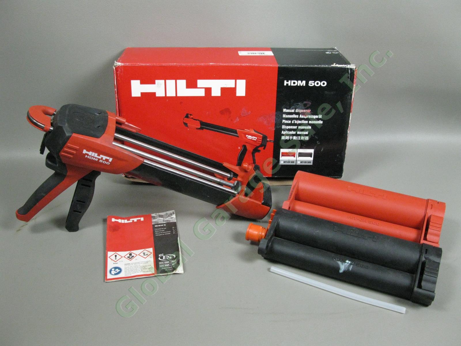 Hilti HDM-500 Manual Anchor Adhesive Dispenser w/ HIT-CR500 & HIT-CB500 CIB NR!