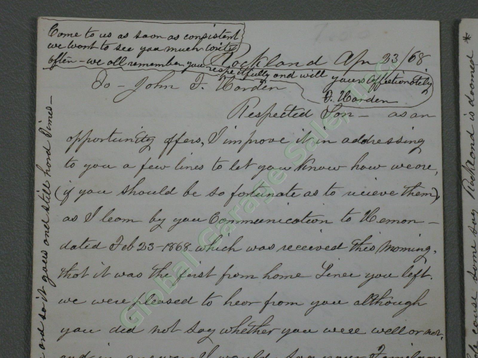 Antique 1868 Letter Andrew Johnson Impeachment Trial Knox Lincoln Maine Railroad 1