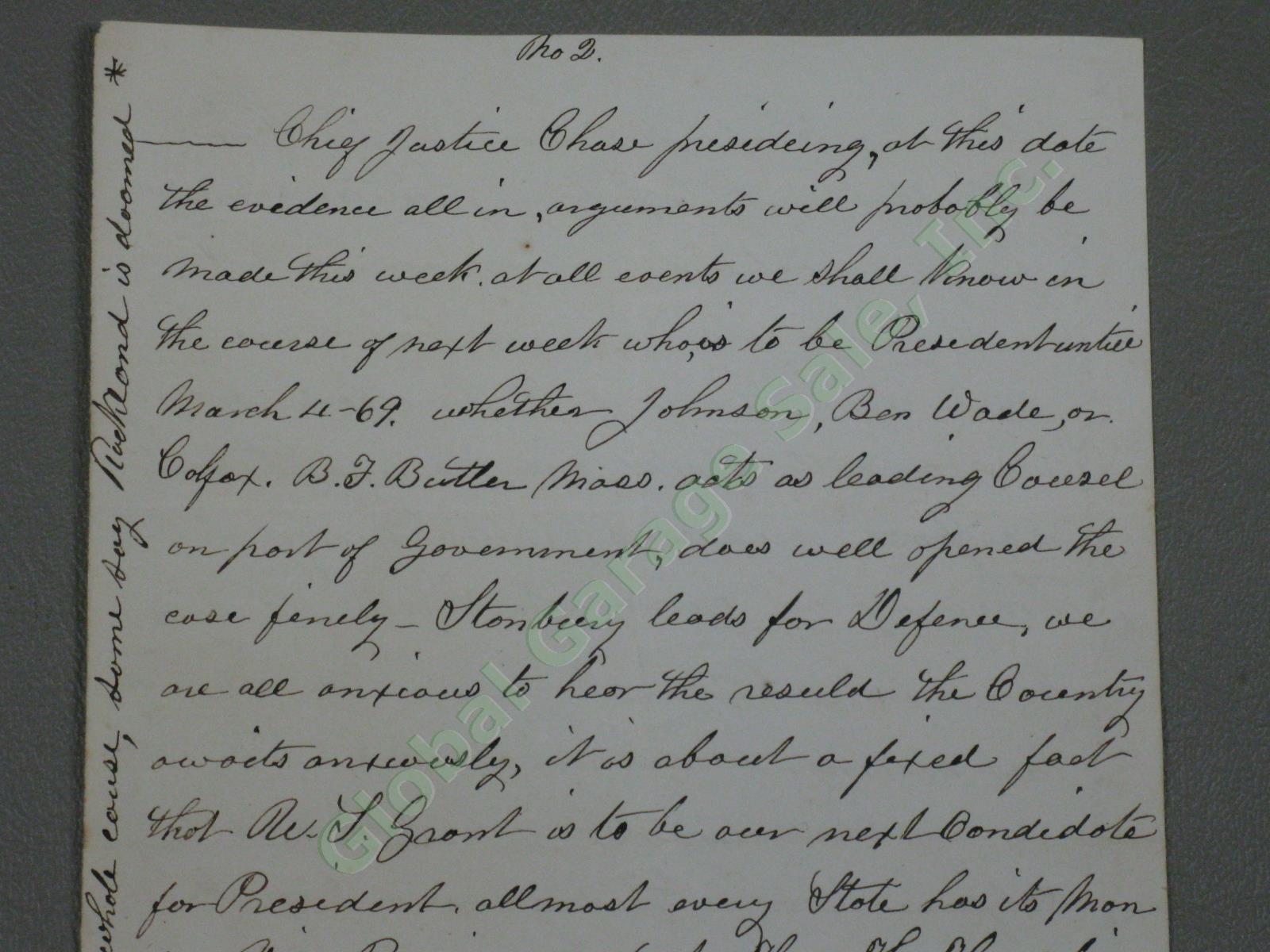 Antique 1868 Letter Andrew Johnson Impeachment Trial Knox Lincoln Maine Railroad 7