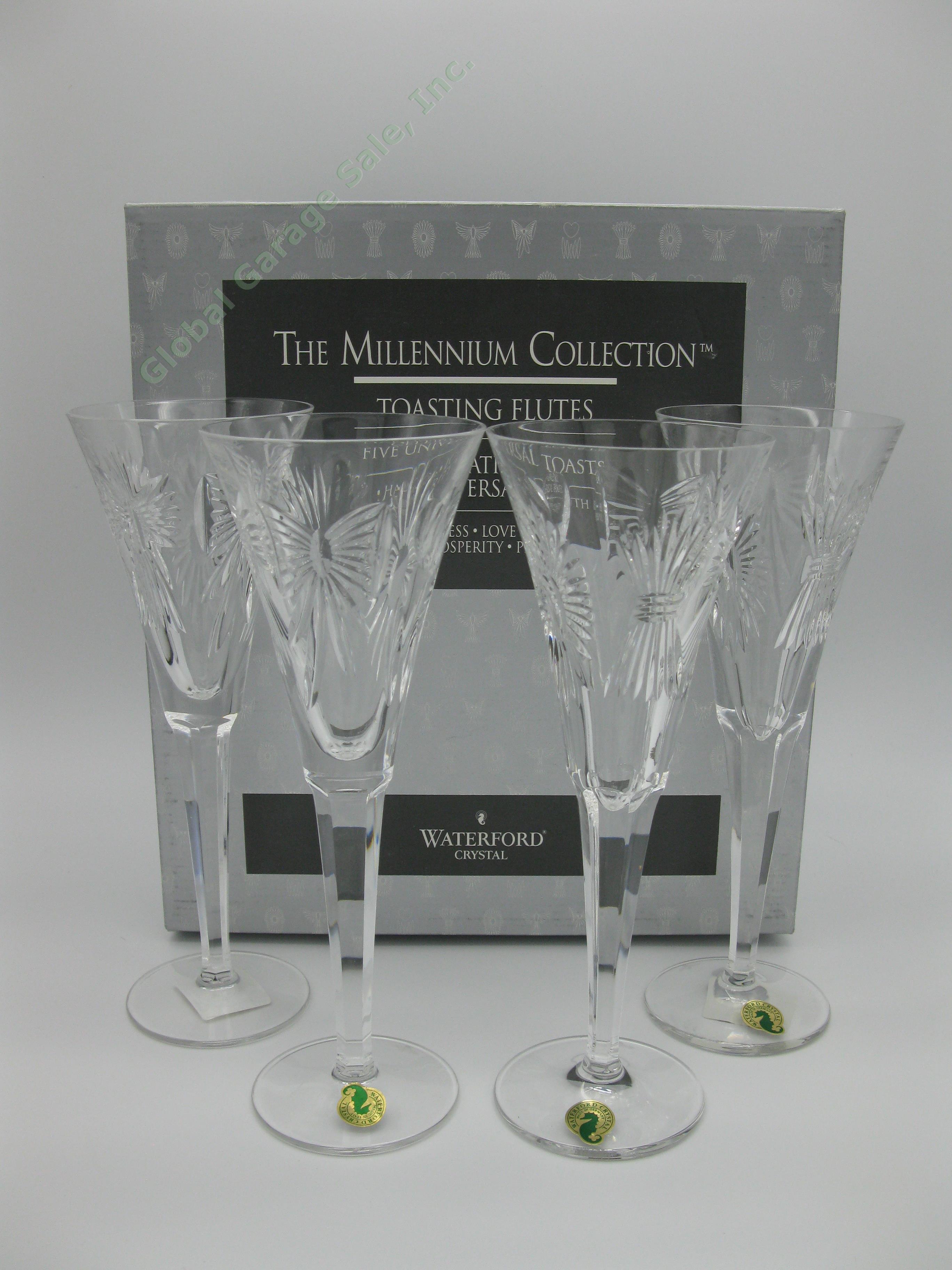 4 Waterford Crystal Millennium Universal-5 Toasting Flute Champagne Glasses NR!