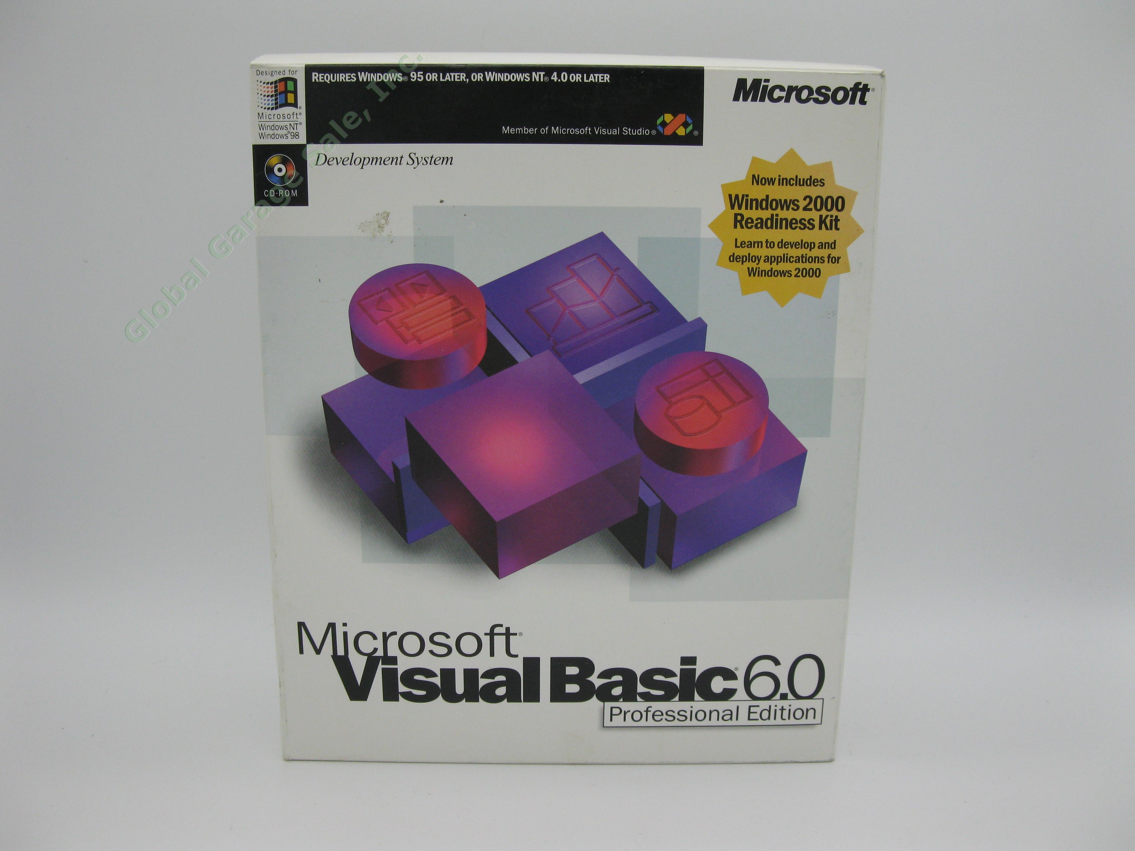 Microsoft Visual Basic 6.0 Professional Edition Pro Full Retail Box Commercial