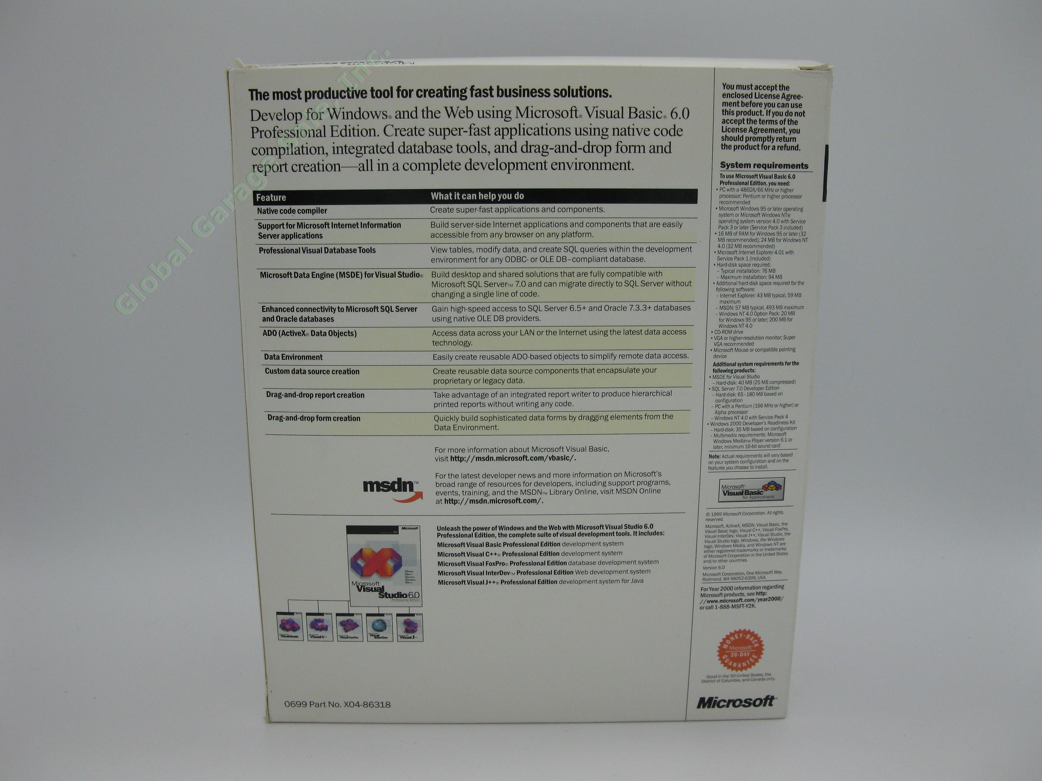 Microsoft Visual Basic 6.0 Professional Edition Pro Full Retail Box Commercial 1