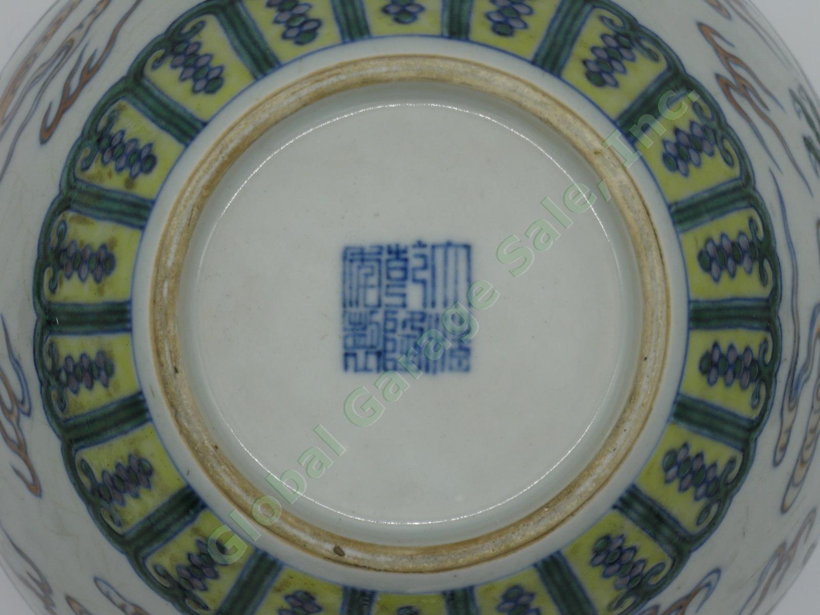 2 RARE Antique Chinese Qianlong Enamelled Doucai Azure Green Dragon Jar Lid Pair 35