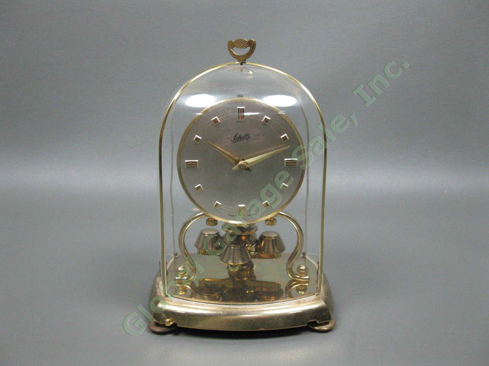 Vintage 1967 Schatz Anniversary 53 2-Jewel Unadjusted Brass Shelf Clock Germany