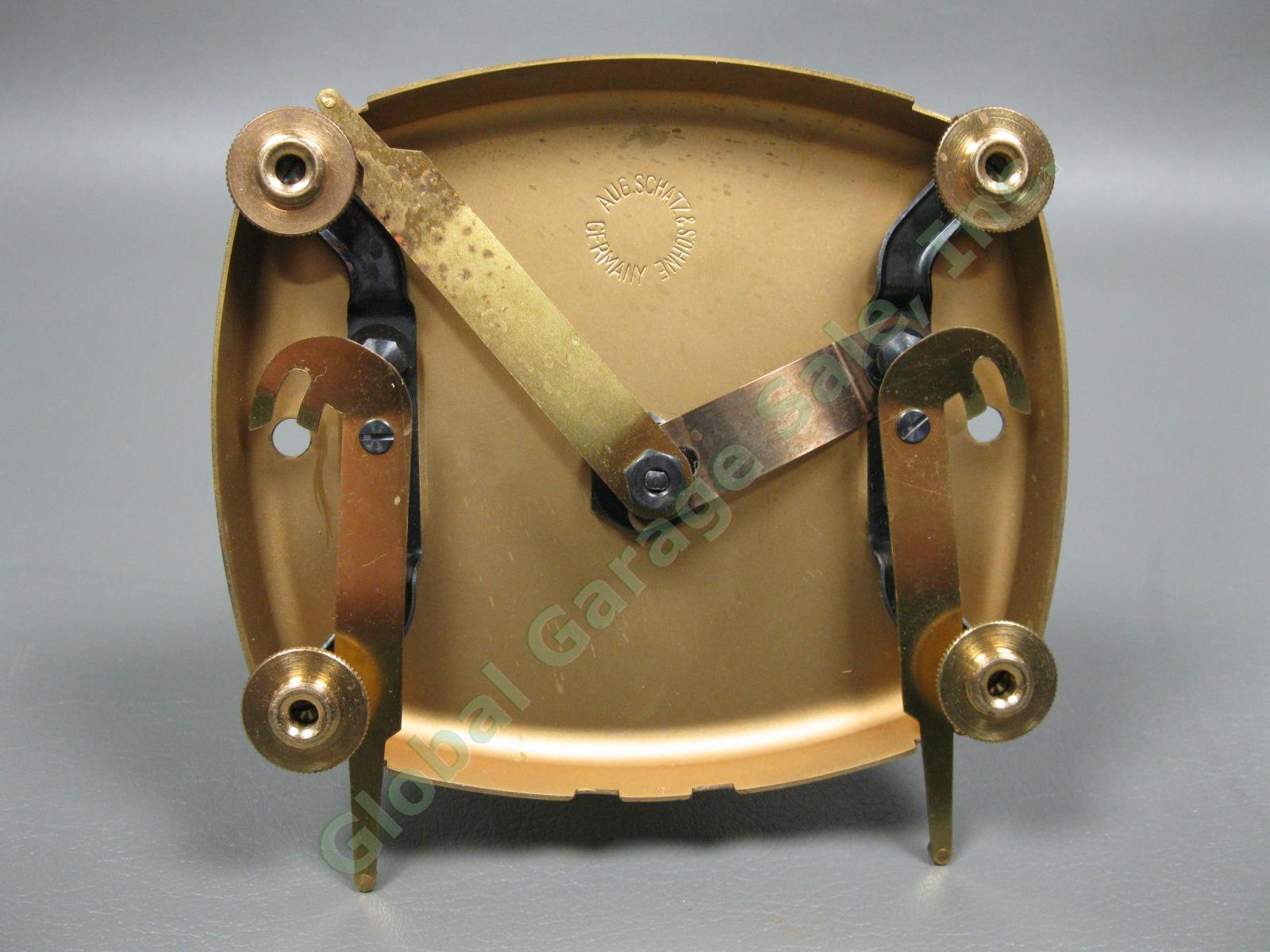 Vintage 1967 Schatz Anniversary 53 2-Jewel Unadjusted Brass Shelf Clock Germany 12