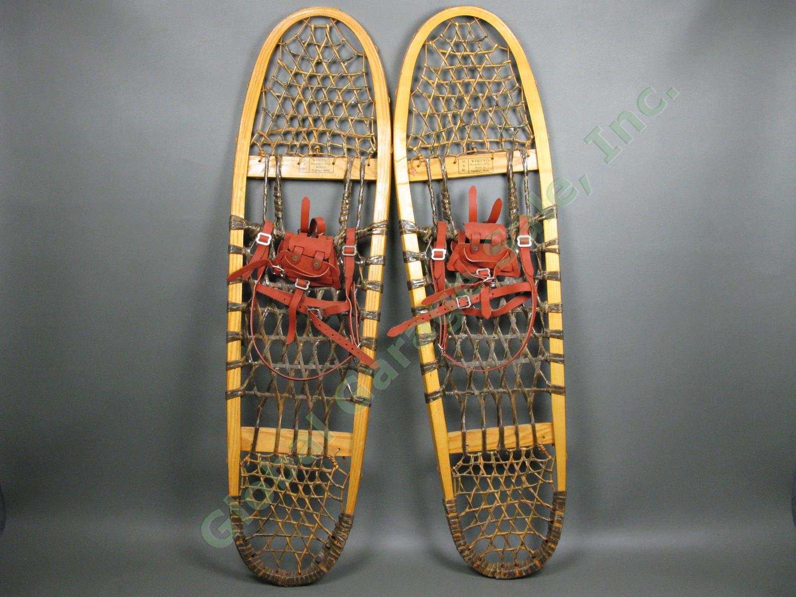 Vintage Viking Wooden Snowshoes 10"x36" Cadillac Michigan Cabin Decor MINT COND