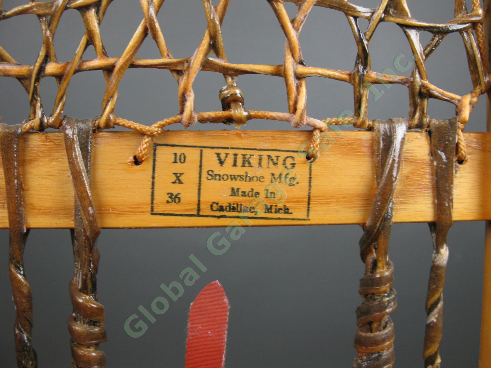 Vintage Viking Wooden Snowshoes 10"x36" Cadillac Michigan Cabin Decor MINT COND 2