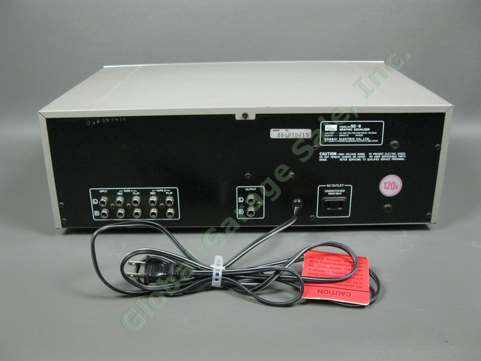 Vintage Sansui SE-9 Stereo Graphic Compu-Equalizer 2-Channel 240V 30W Tested IWC 4