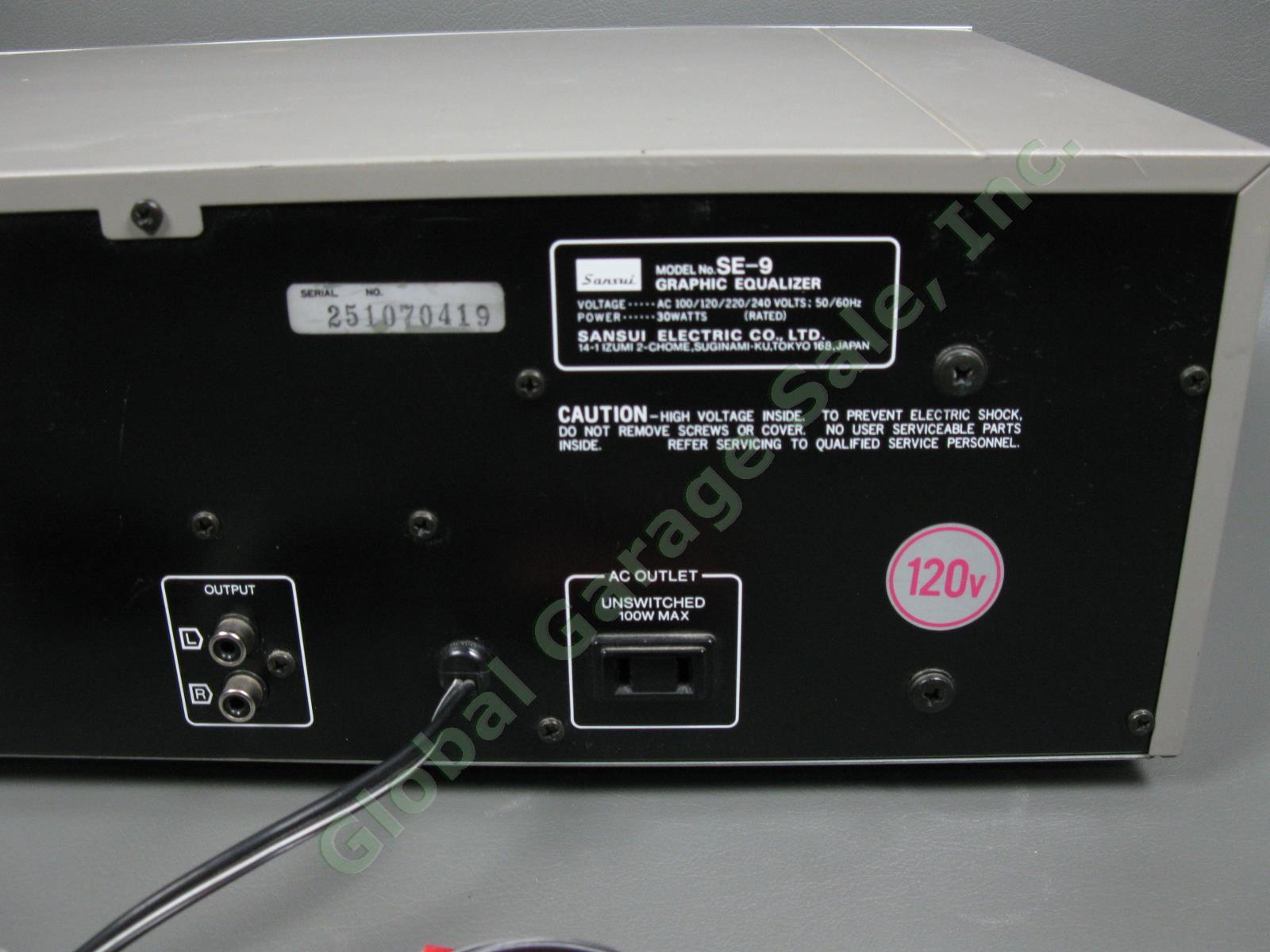Vintage Sansui SE-9 Stereo Graphic Compu-Equalizer 2-Channel 240V 30W Tested IWC 5