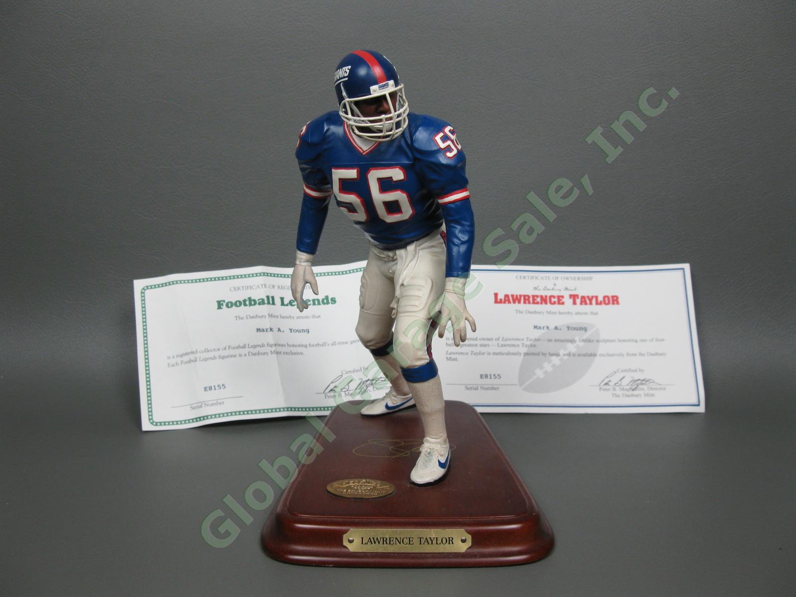 Danbury Mint Lawrence Taylor Rare NY New York Giants All Star Figurine + COAs NR