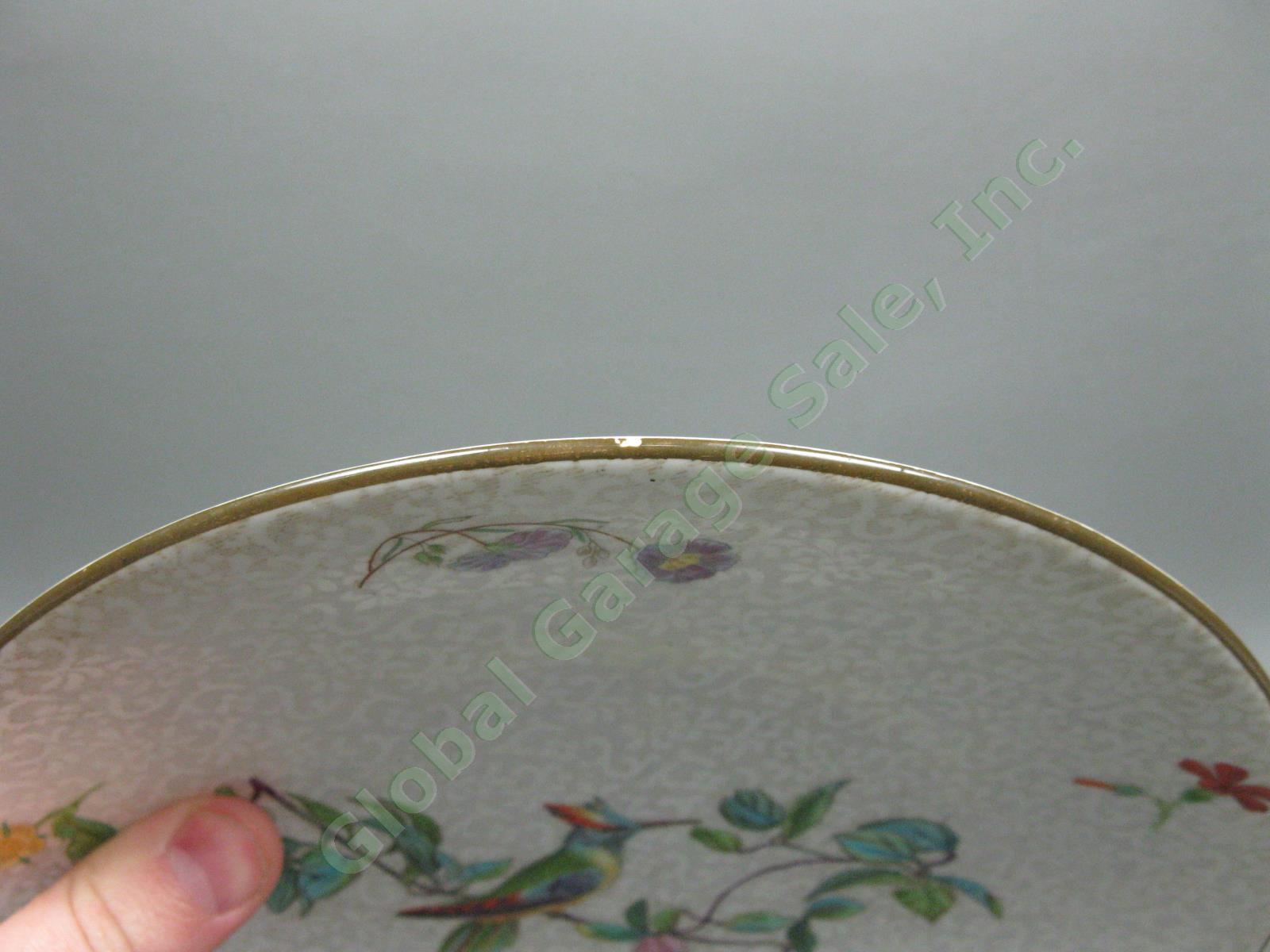 3 Antique Wedgwood Ovington Bros Handpainted Enamel Hummingbird Bird Plate Set 10