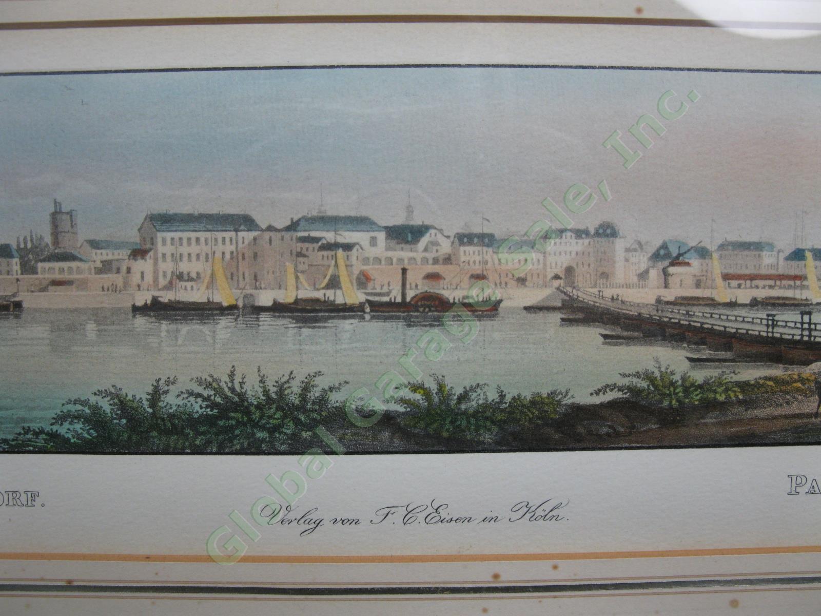 Antique 1840 Anton Diezler Ditzler Panorama Von Dusseldorf Germany 21" Painting 2