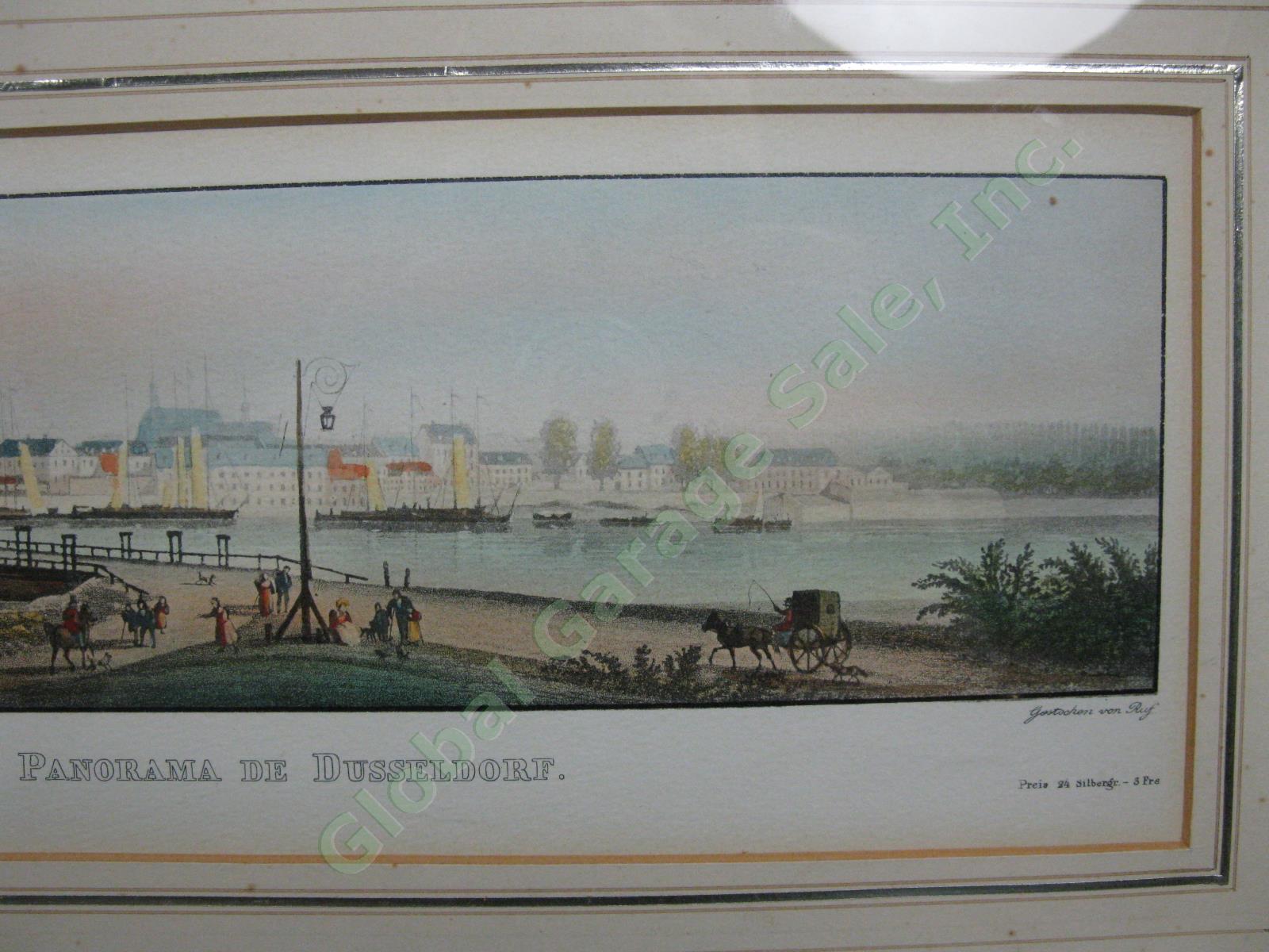 Antique 1840 Anton Diezler Ditzler Panorama Von Dusseldorf Germany 21" Painting 3