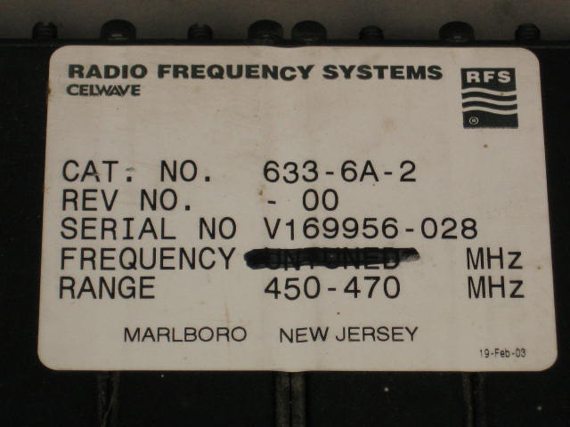 Motorola UHF Repeater Duplexer Kenwood Radios System NR 6