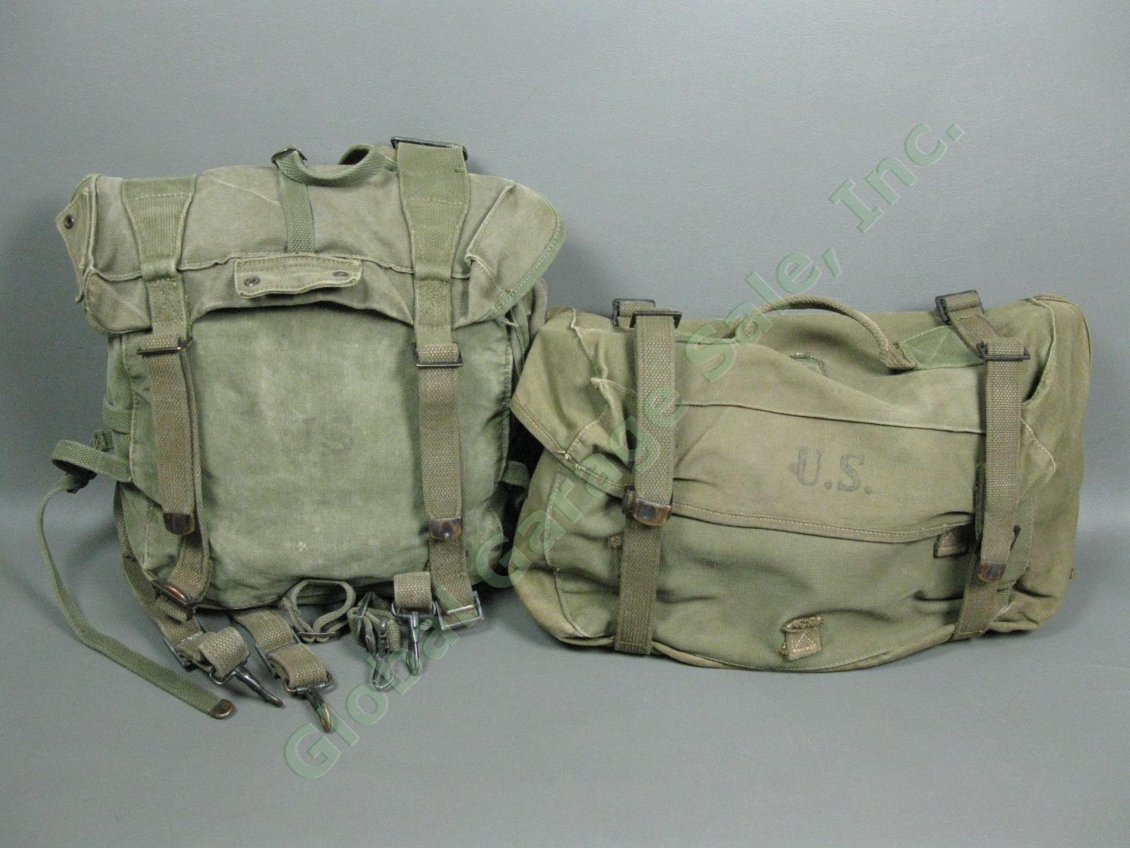 WWII M1945 US Combat Field Cargo Pack Suspenders Web Belt Canteen Shovel Pouch 1