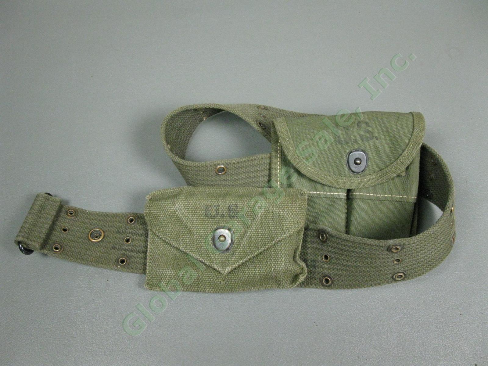 WWII M1945 US Combat Field Cargo Pack Suspenders Web Belt Canteen Shovel Pouch 2