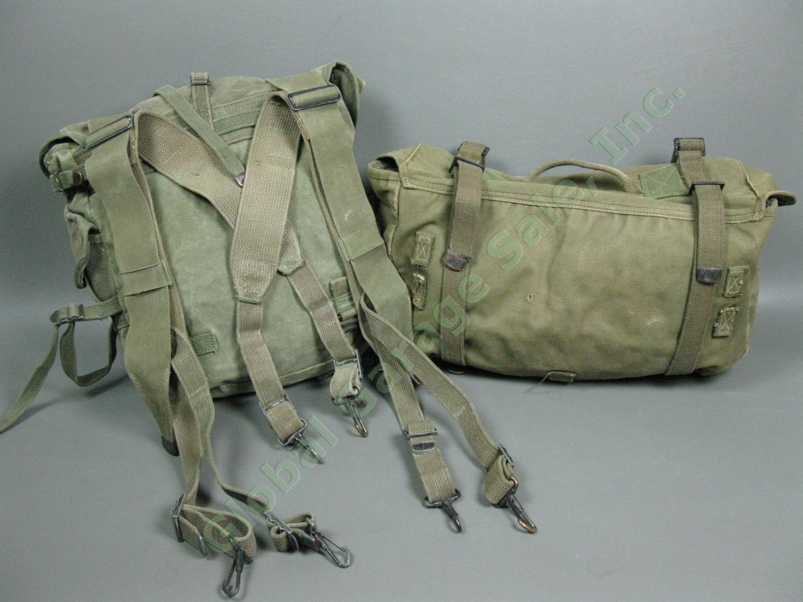WWII M1945 US Combat Field Cargo Pack Suspenders Web Belt Canteen Shovel Pouch 7