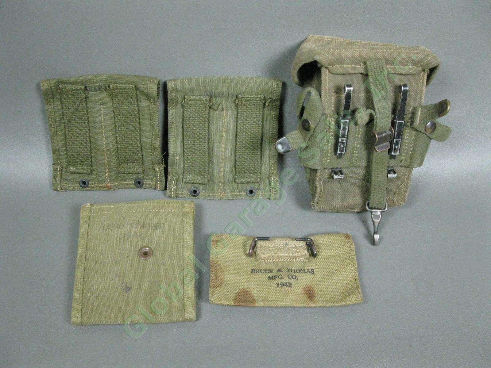 WWII US M1945 Field Combat Pack Laird Schober Mag Pouch AGMCO Canteen Belt Lot 8