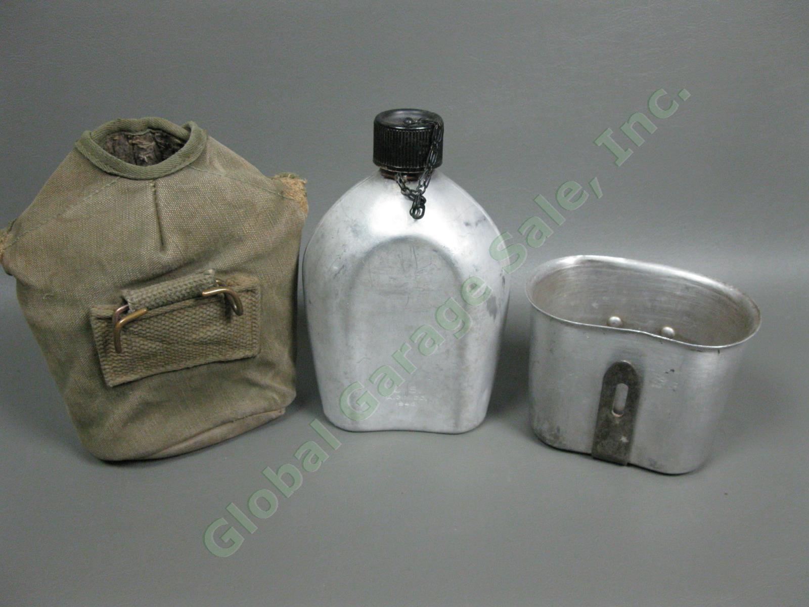 WWII US M1945 Field Combat Pack Laird Schober Mag Pouch AGMCO Canteen Belt Lot 9