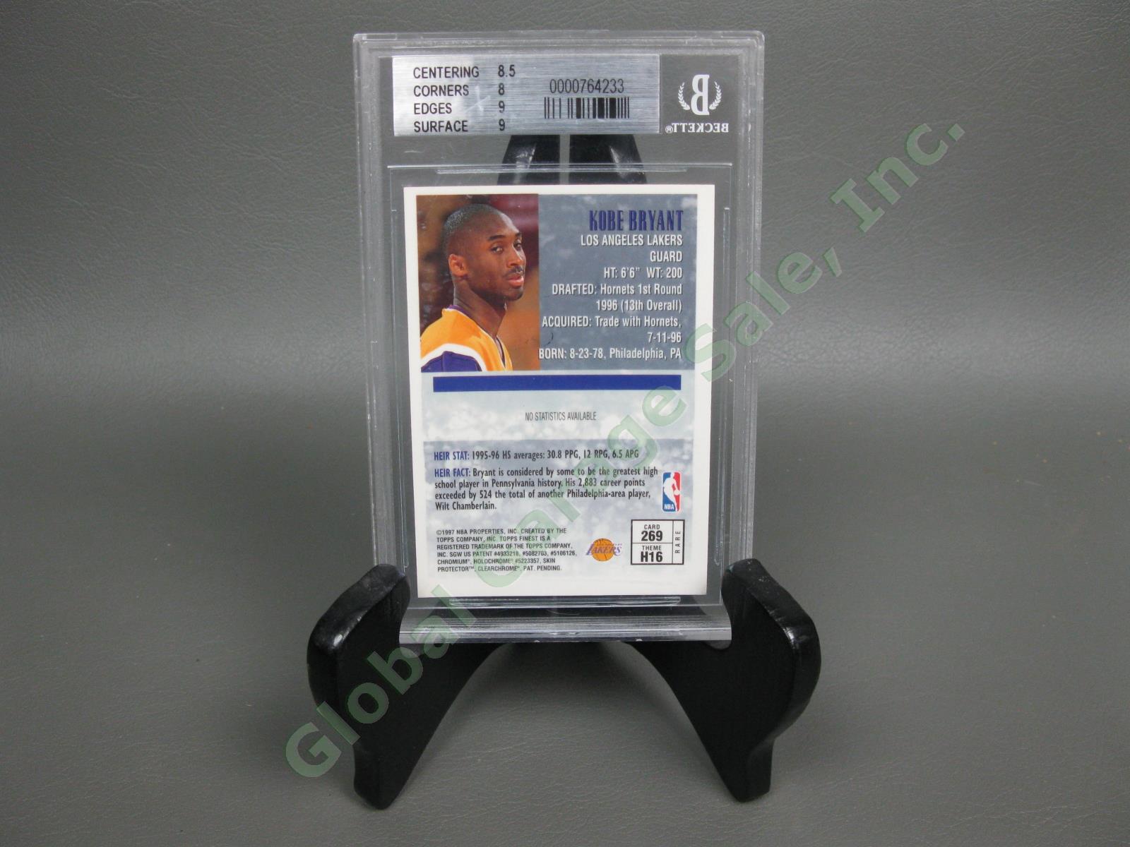 Rare 1996-97 Topps Finest Kobe Bryant Heirs ROOKIE Card #269 Graded Beckett 8.5 3
